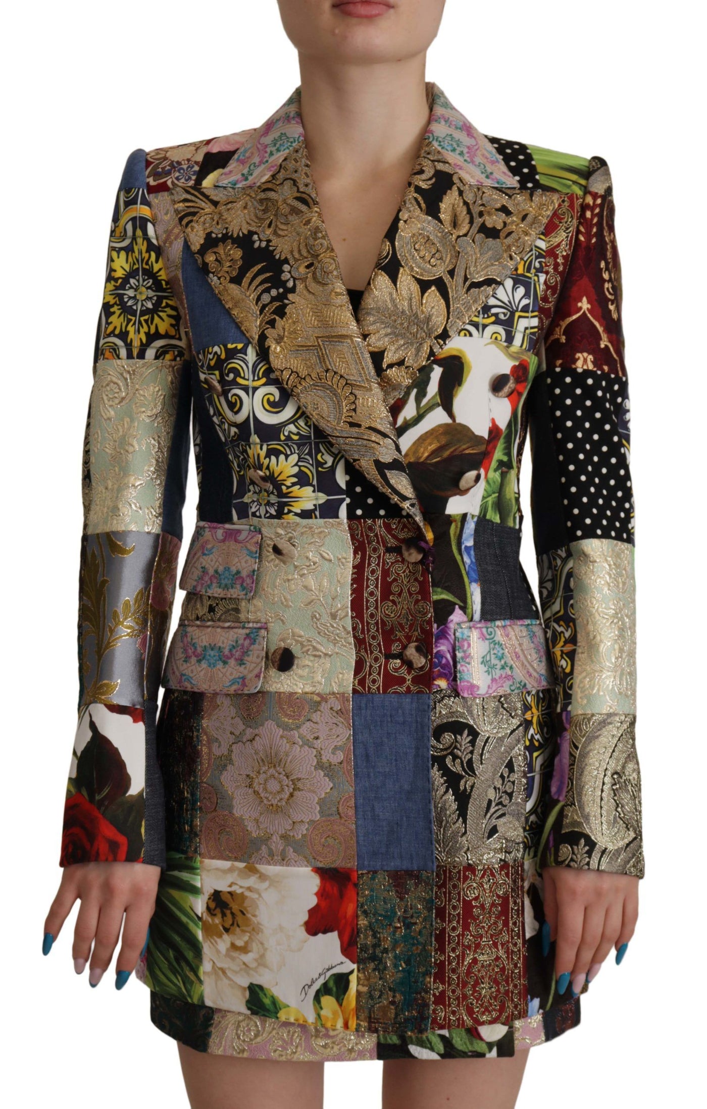 Elegante Multicolor-Patchwork-Blazerjacke