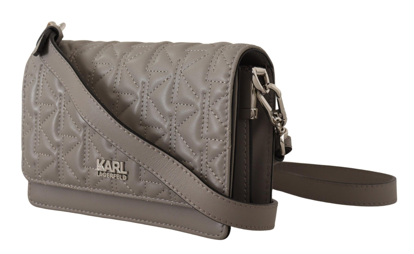 Elegante graue Leder-Crossbody-Tasche