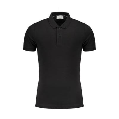 Schwarzes Baumwoll-Poloshirt