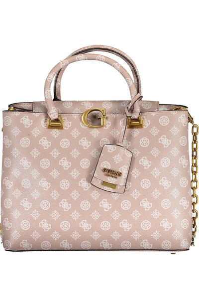 Schicke rosa Guess Handtasche mit zwei Griffen und Kettenriemen