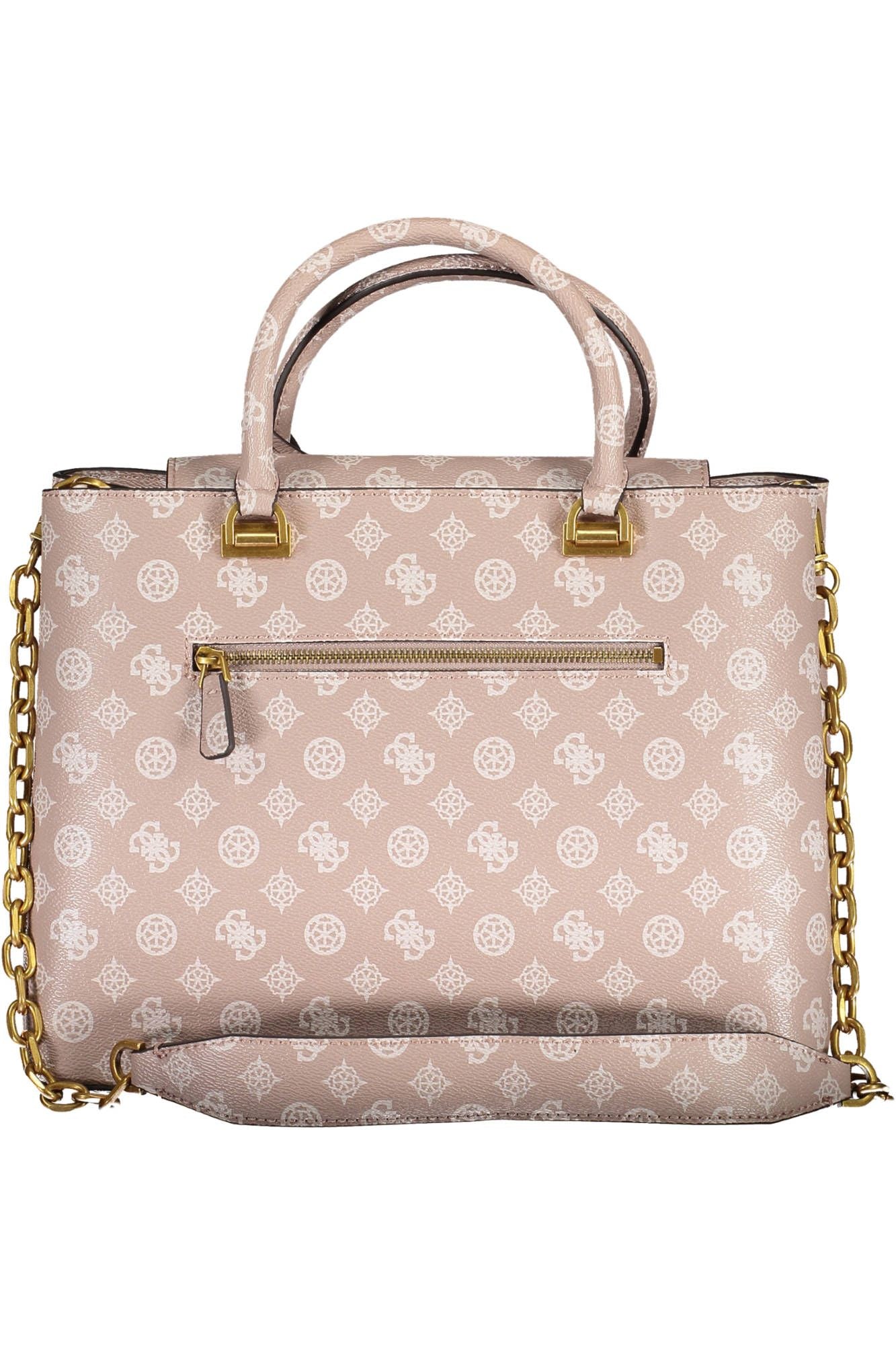 Schicke rosa Guess Handtasche mit zwei Griffen und Kettenriemen