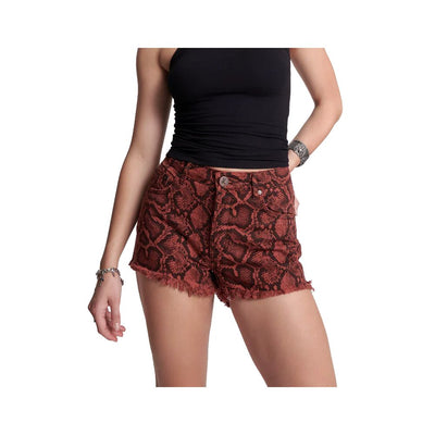 Shorts aus Baumwolle mit Python-Print und ausgefranstem Saum