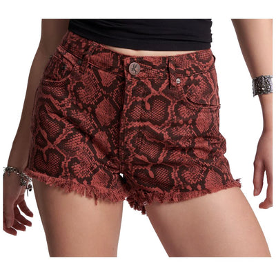 Shorts aus Baumwolle mit Python-Print und ausgefranstem Saum