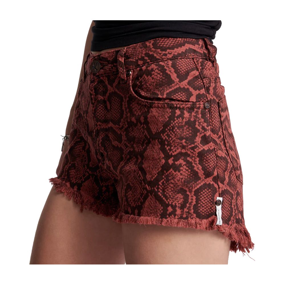 Shorts aus Baumwolle mit Python-Print und ausgefranstem Saum