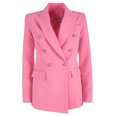 Klassische rosa Nylonjacke mit Knopfverschluss