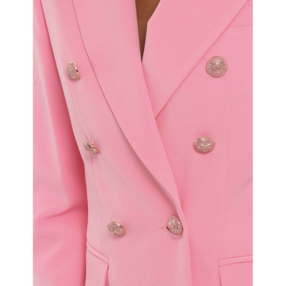 Klassische rosa Nylonjacke mit Knopfverschluss