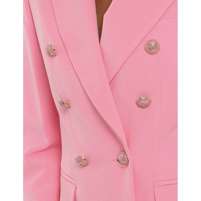 Klassische rosa Nylonjacke mit Knopfverschluss