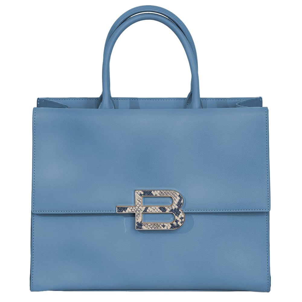 Elegante Handtasche aus hellblauem Kalbsleder