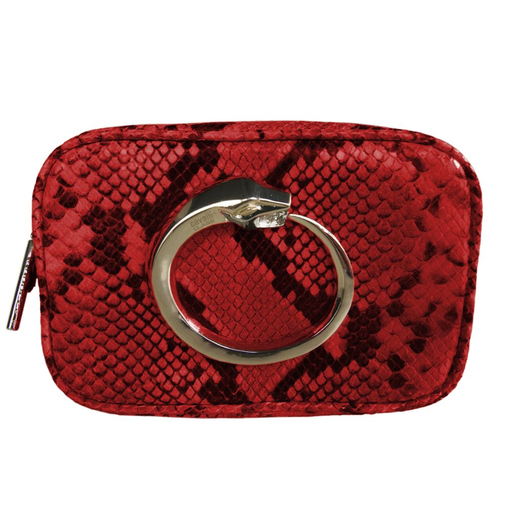 Schicke Clutch aus Kalbsleder mit Python-Print und Metallic-Akzent