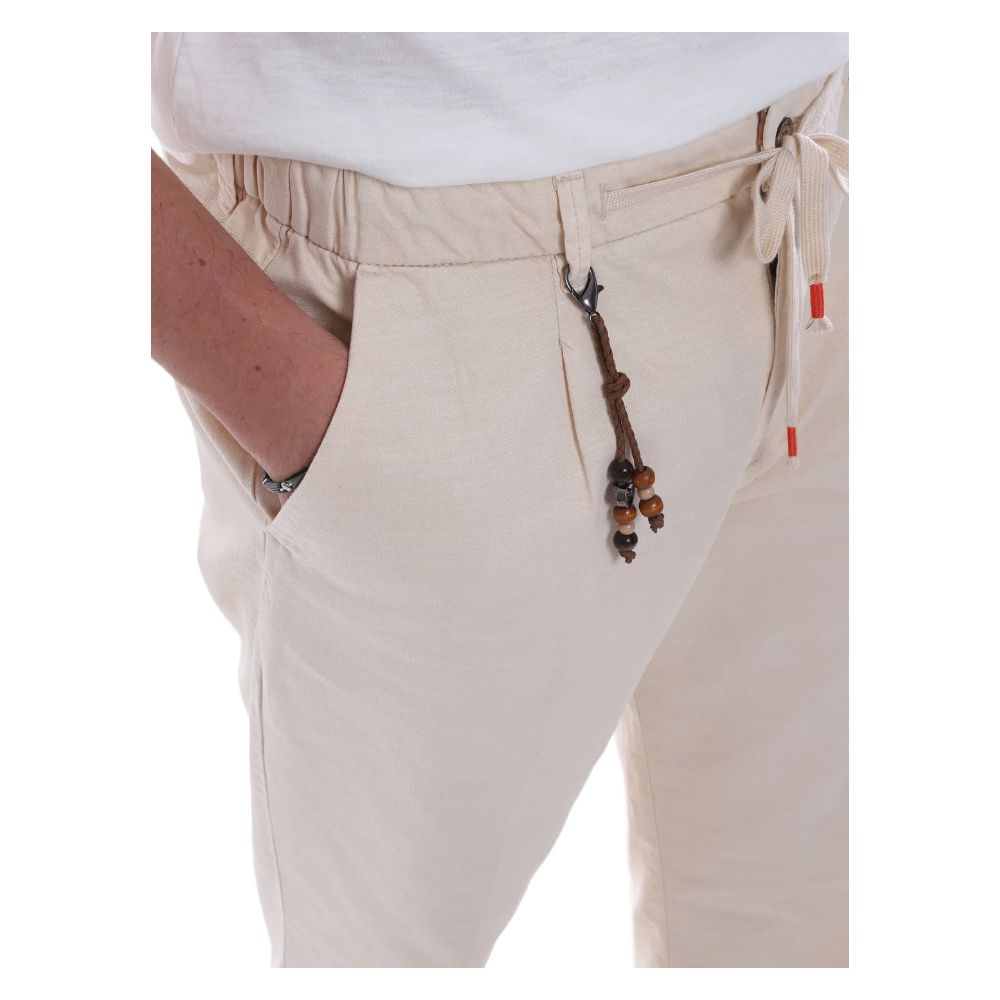 Chic Beige Regular Fit Hose aus Baumwolle