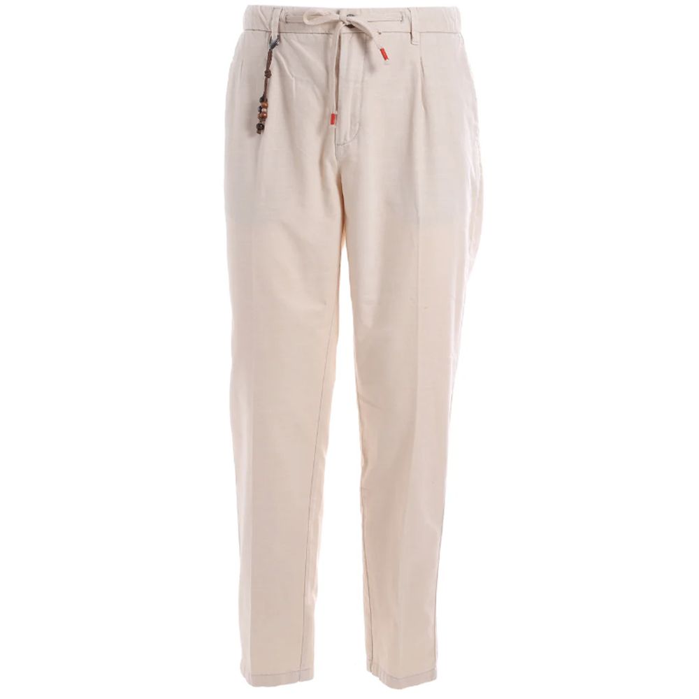 Chic Beige Regular Fit Hose aus Baumwolle