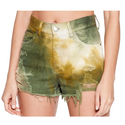 Schicke Militärshorts aus grüner Baumwolle für Frauen