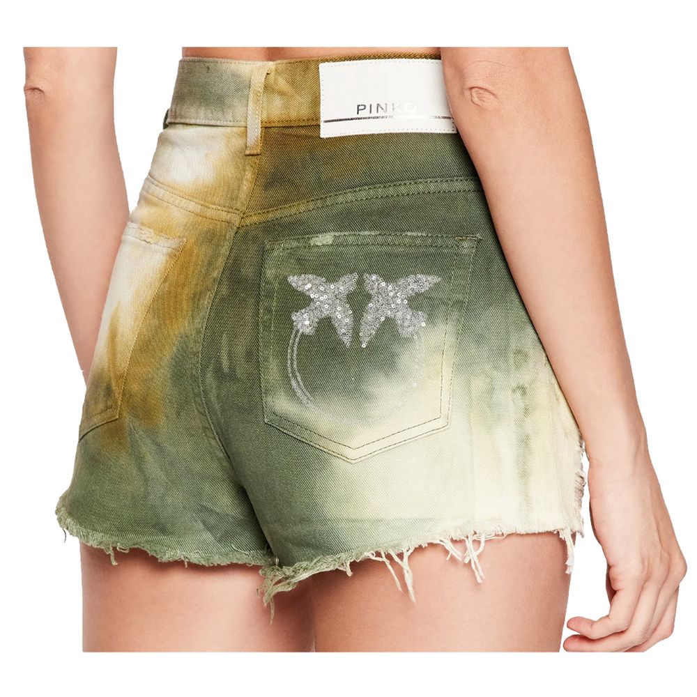 Schicke Militärshorts aus grüner Baumwolle für Frauen