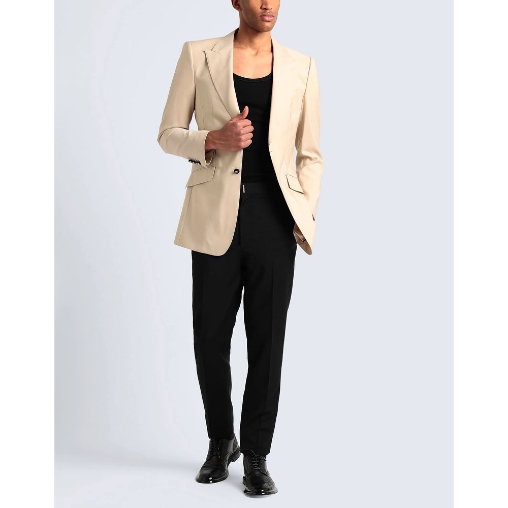 Beige Wolle E Seide Blazer