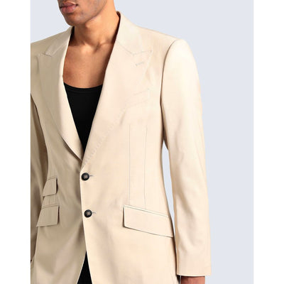 Beige Wolle E Seide Blazer