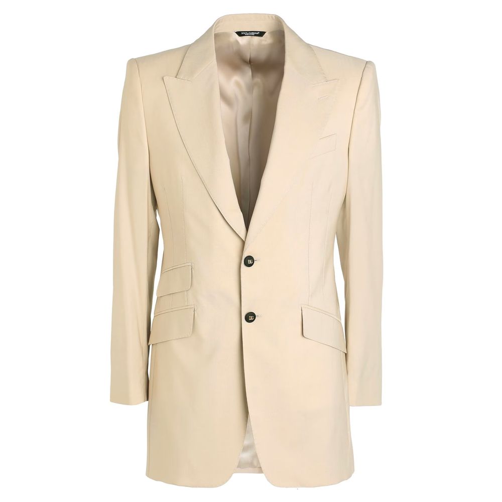 Beige Wolle E Seide Blazer