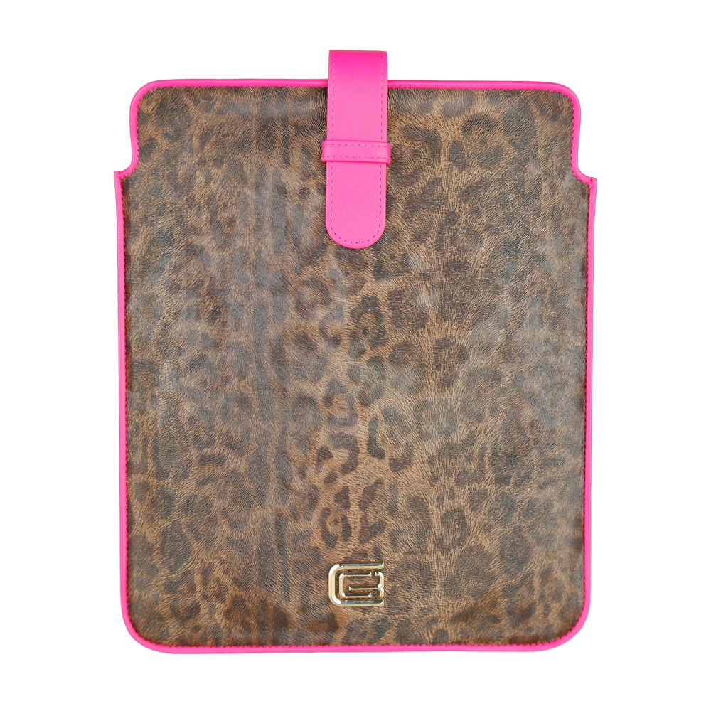 Fuchsia Leopard Print Kalbsleder Tablet Tasche