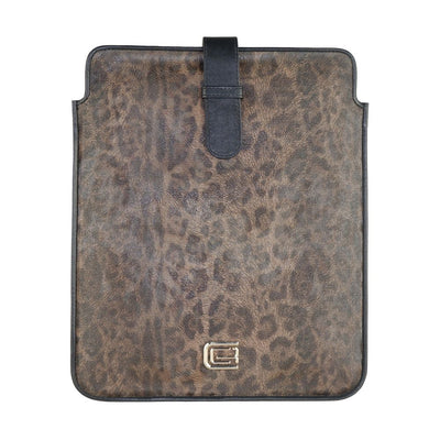 Elegante Tablet-Tasche mit Leopardenmuster aus Kalbsleder