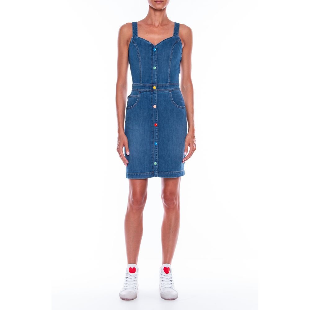 Schickes ärmelloses Denim-Kleid mit bunten Akzenten