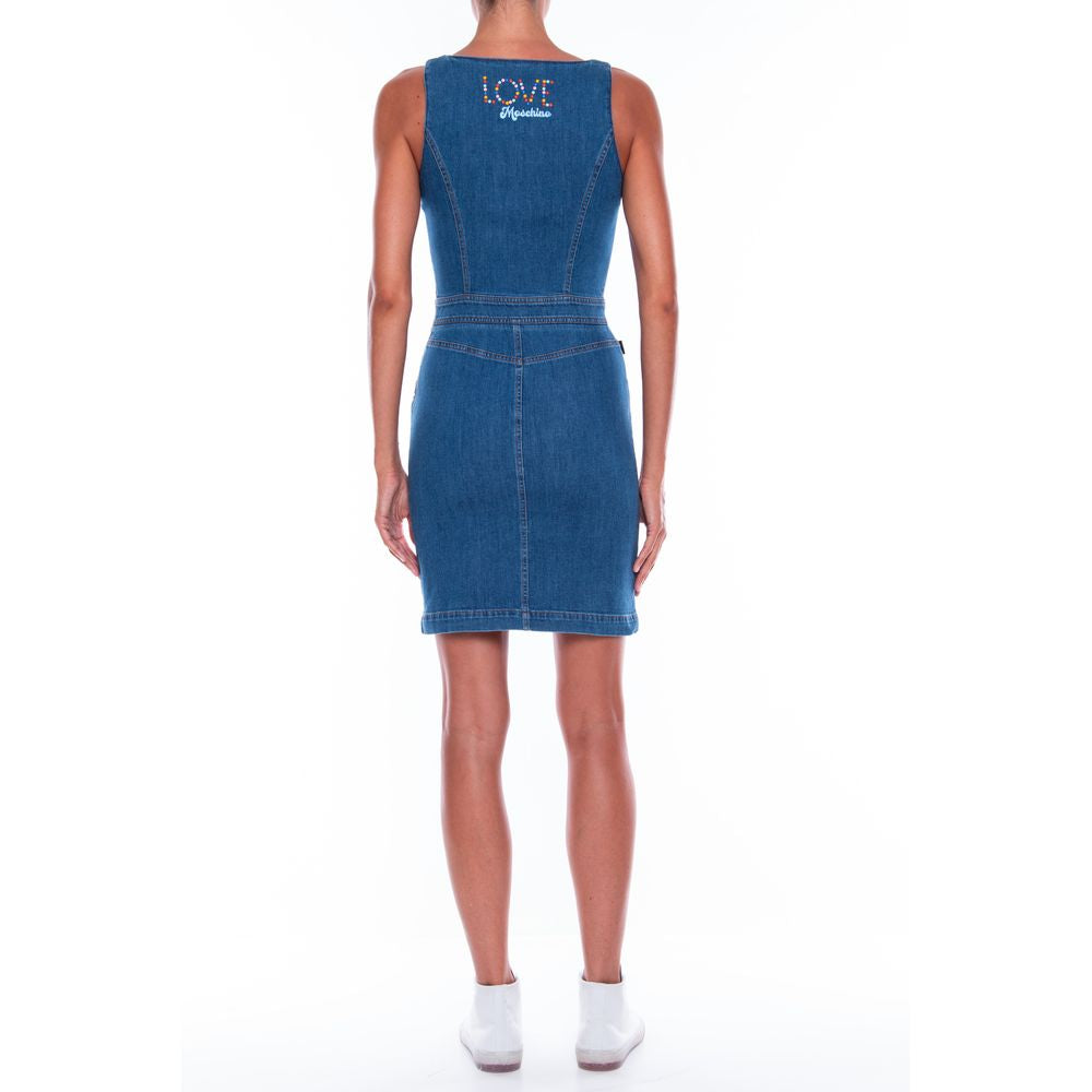 Schickes ärmelloses Denim-Kleid mit bunten Akzenten