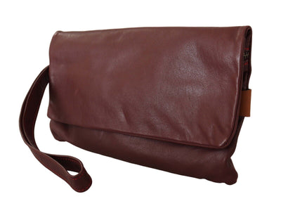 Elegante braune Lederclutch mit silbernen Verzierungen