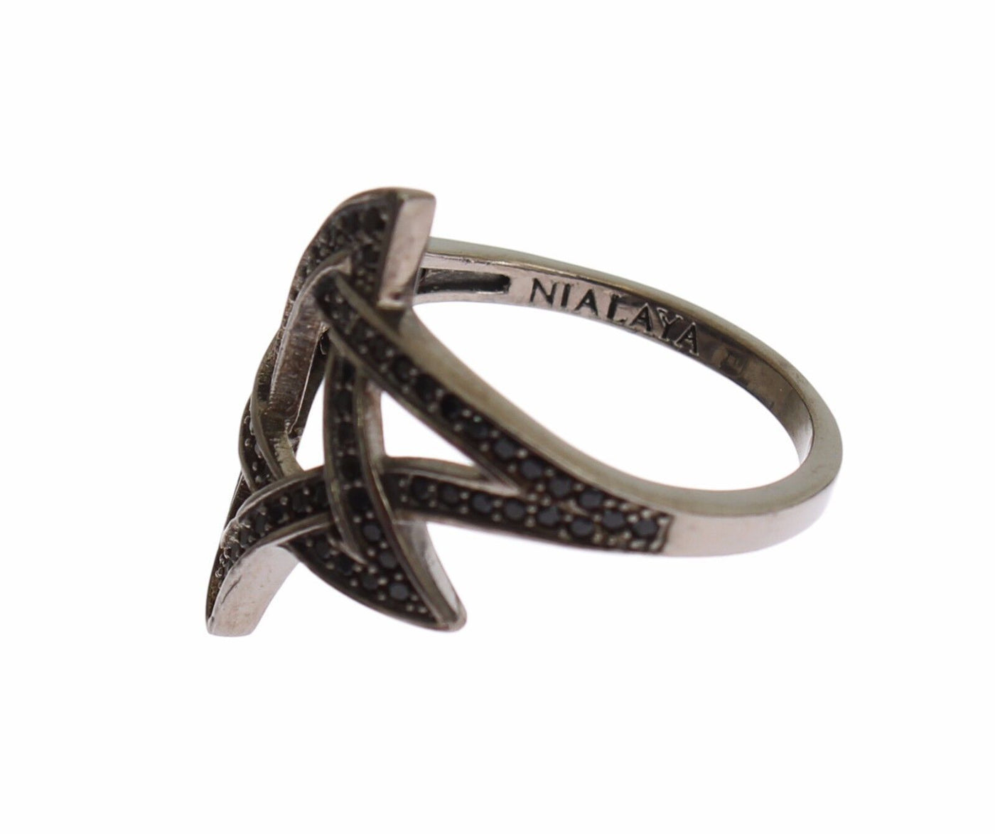 Schicker Schwarzer Rhodium Silber CZ Kristall Ring