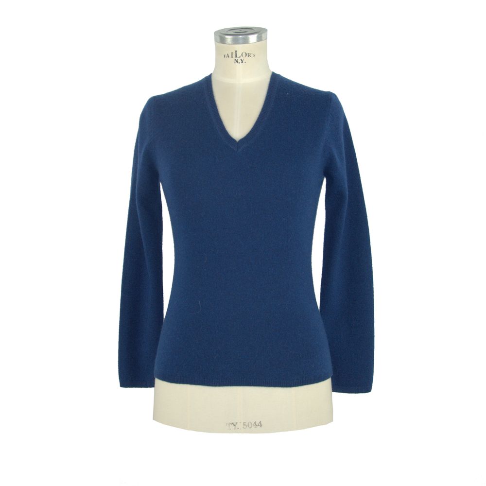 Pullover mit V-Ausschnitt aus Kaschmir in Luxe Blue