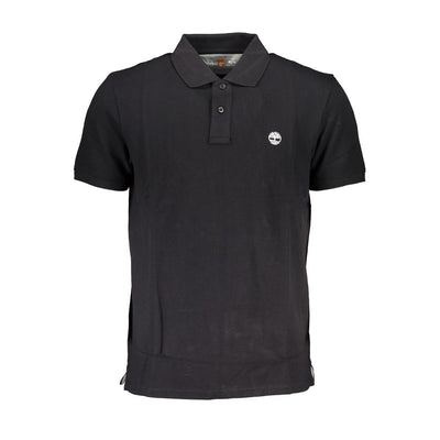 Schwarzes Baumwoll-Poloshirt