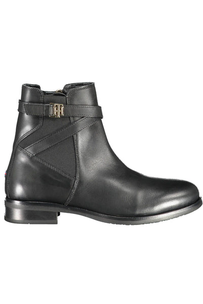 Schicke schwarze Ankle Boots mit kontrastierendem Reißverschluss