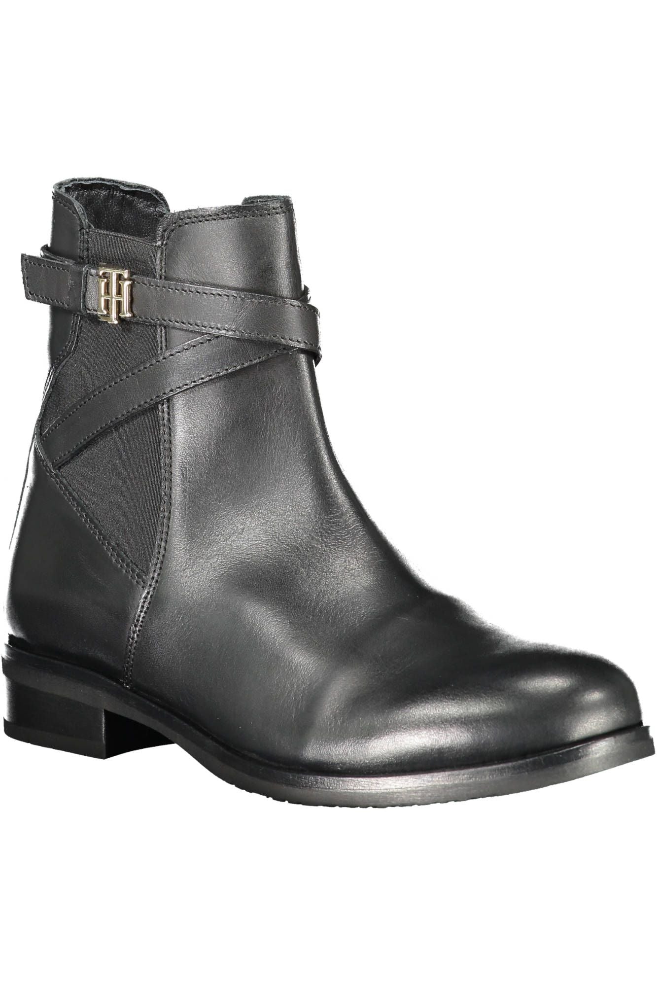 Schicke schwarze Ankle Boots mit kontrastierendem Reißverschluss