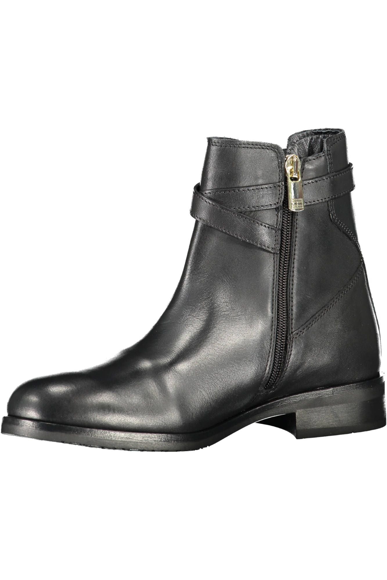 Schicke schwarze Ankle Boots mit kontrastierendem Reißverschluss