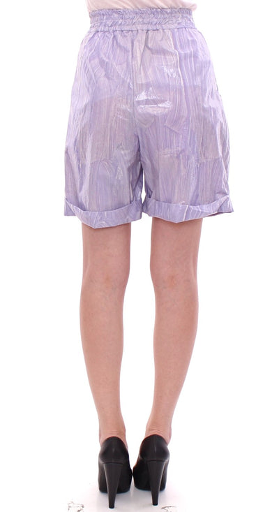 Elegante lila Viskose-Shorts - seitlicher Reißverschluss