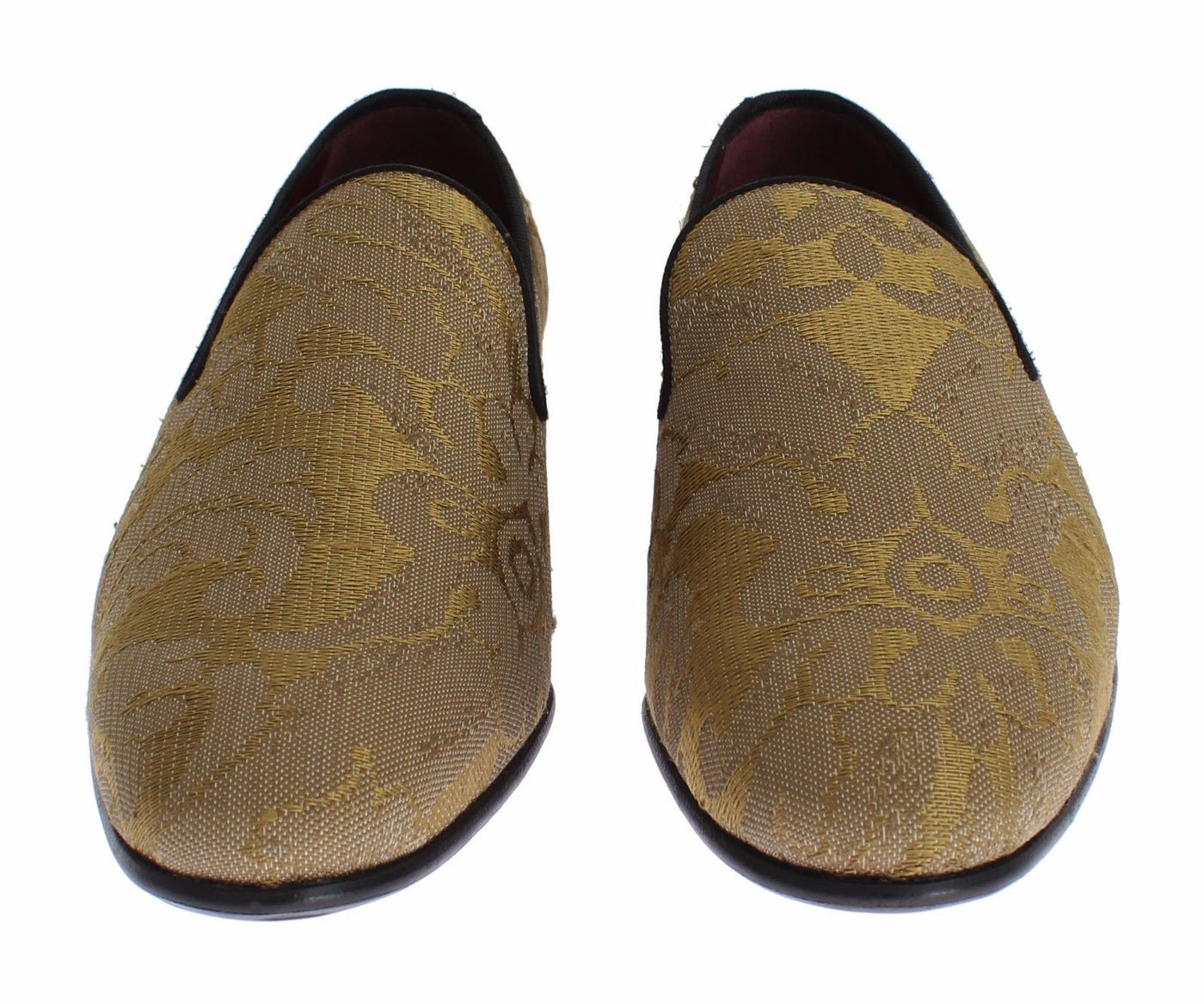 Goldene barocke Seidenkleid-Loafer