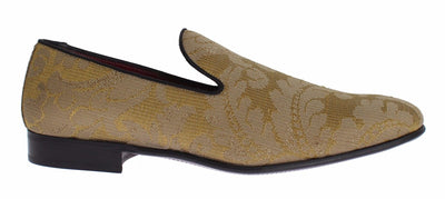 Goldene barocke Seidenkleid-Loafer