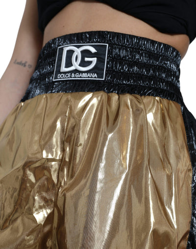 Elegante Shorts mit hoher Taille in Metallic-Gold