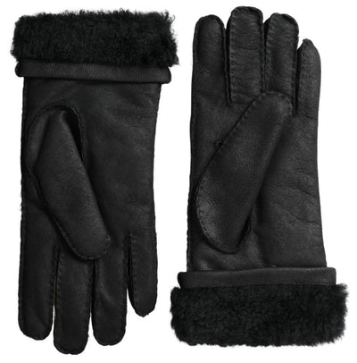 Elegante schwarze Leder-Winterhandschuhe