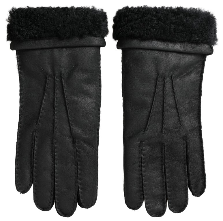 Elegante schwarze Leder-Winterhandschuhe