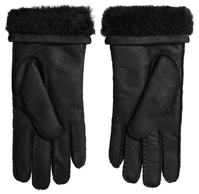 Elegante schwarze Leder-Winterhandschuhe