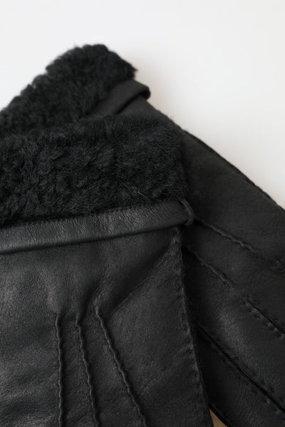 Elegante schwarze Leder-Winterhandschuhe