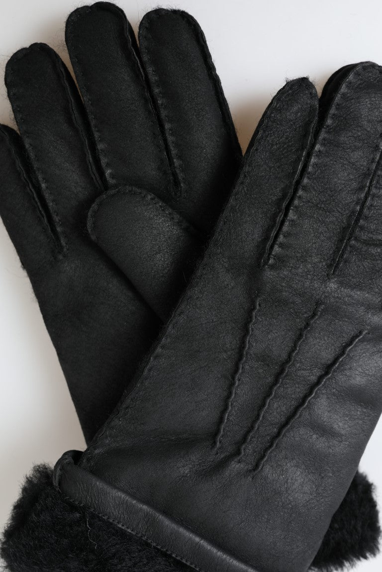 Elegante schwarze Leder-Winterhandschuhe