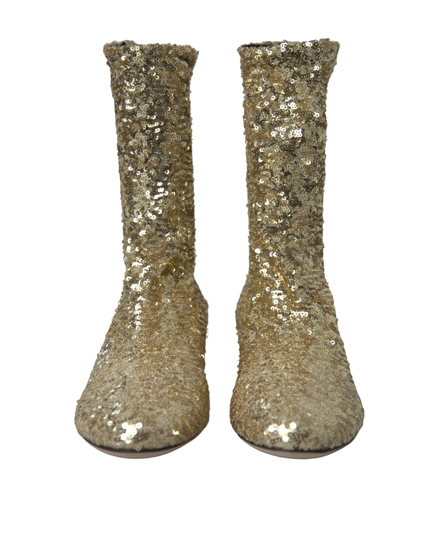 Elegante goldene Stiefel mit mittlerer Wade Exklusives Design