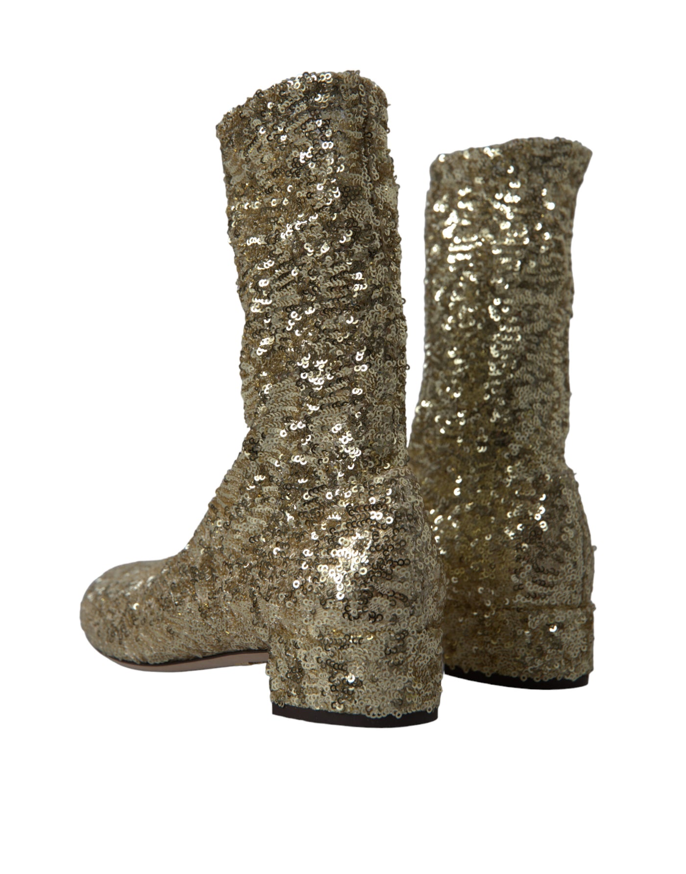 Elegante goldene Stiefel mit mittlerer Wade Exklusives Design