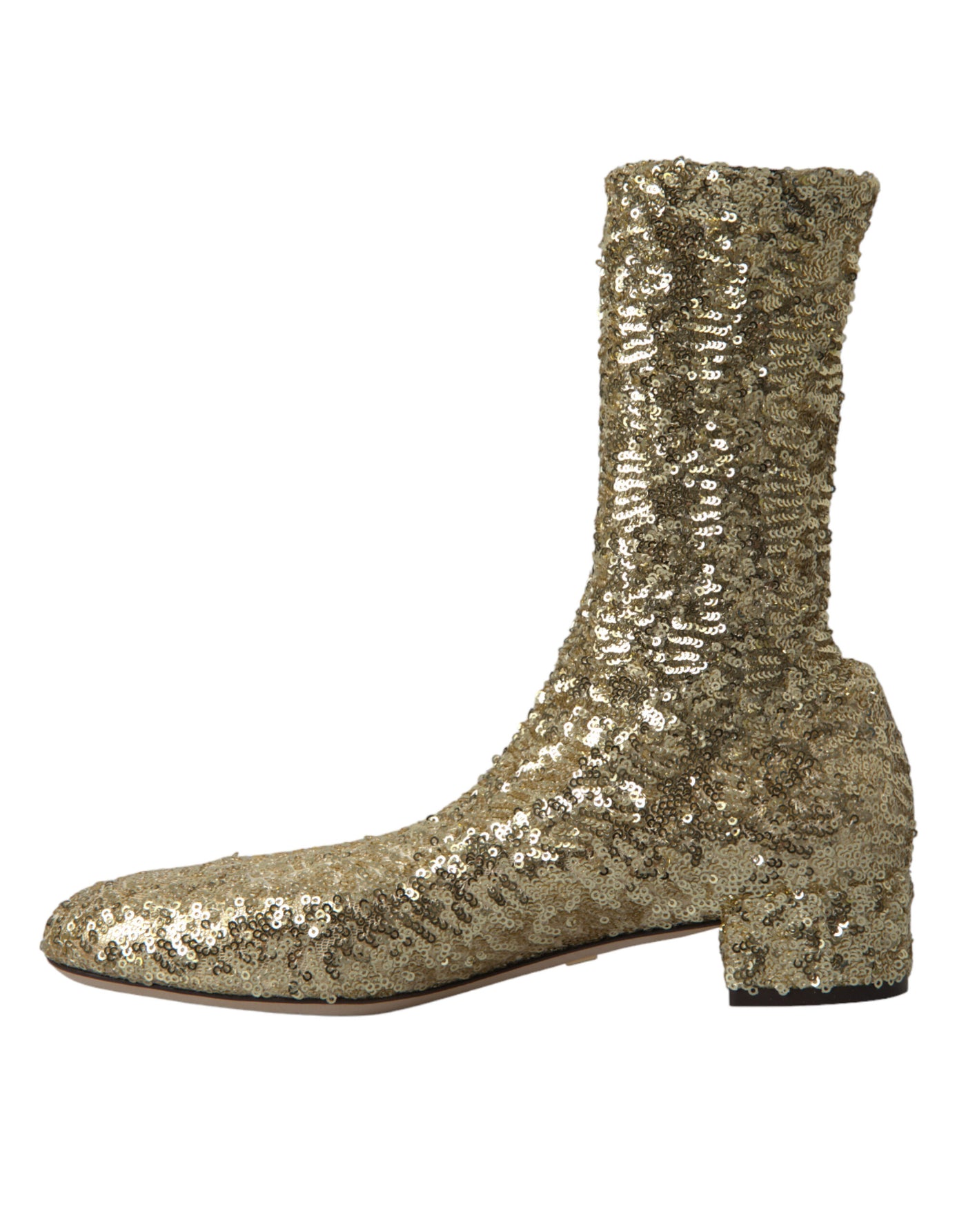 Elegante goldene Stiefel mit mittlerer Wade Exklusives Design