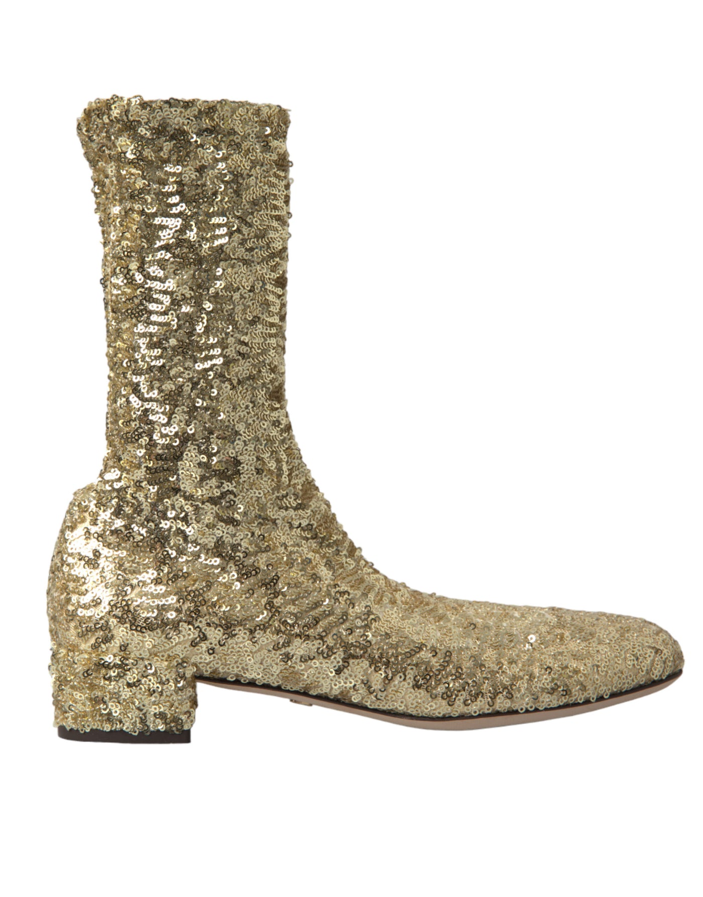 Elegante goldene Stiefel mit mittlerer Wade Exklusives Design