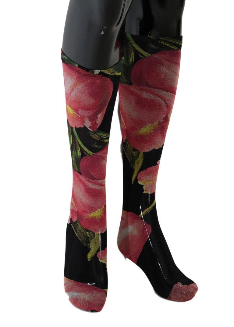 Floral Nylon Stretch Strümpfe