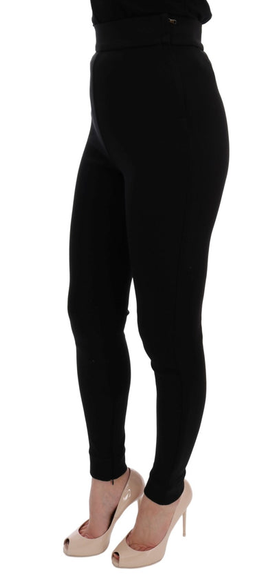 Elegante schwarze Stretch-Strumpfhose mit hoher Taille