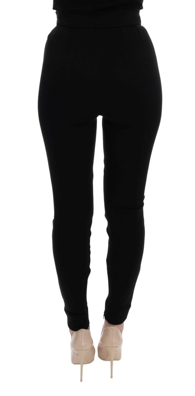 Elegante schwarze Stretch-Strumpfhose mit hoher Taille