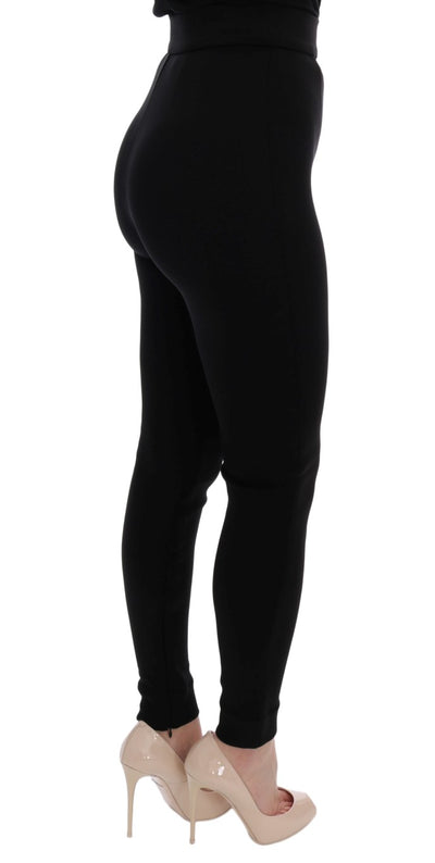 Elegante schwarze Stretch-Strumpfhose mit hoher Taille