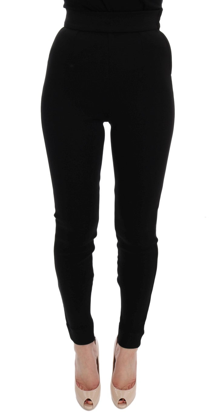 Elegante schwarze Stretch-Strumpfhose mit hoher Taille