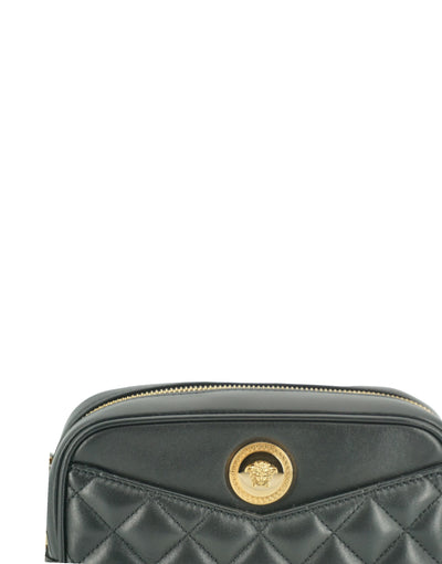 Elegante kleine schwarze Leder-Crossbody-Tasche